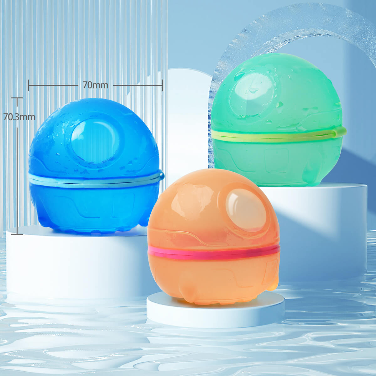 Hiliop Reusable Water Balloons Refillable Magnetic Water Balloons Self Sealing Quick Fill with Mesh Bag-Astronaut Series 8/12/16/32/48 pcs