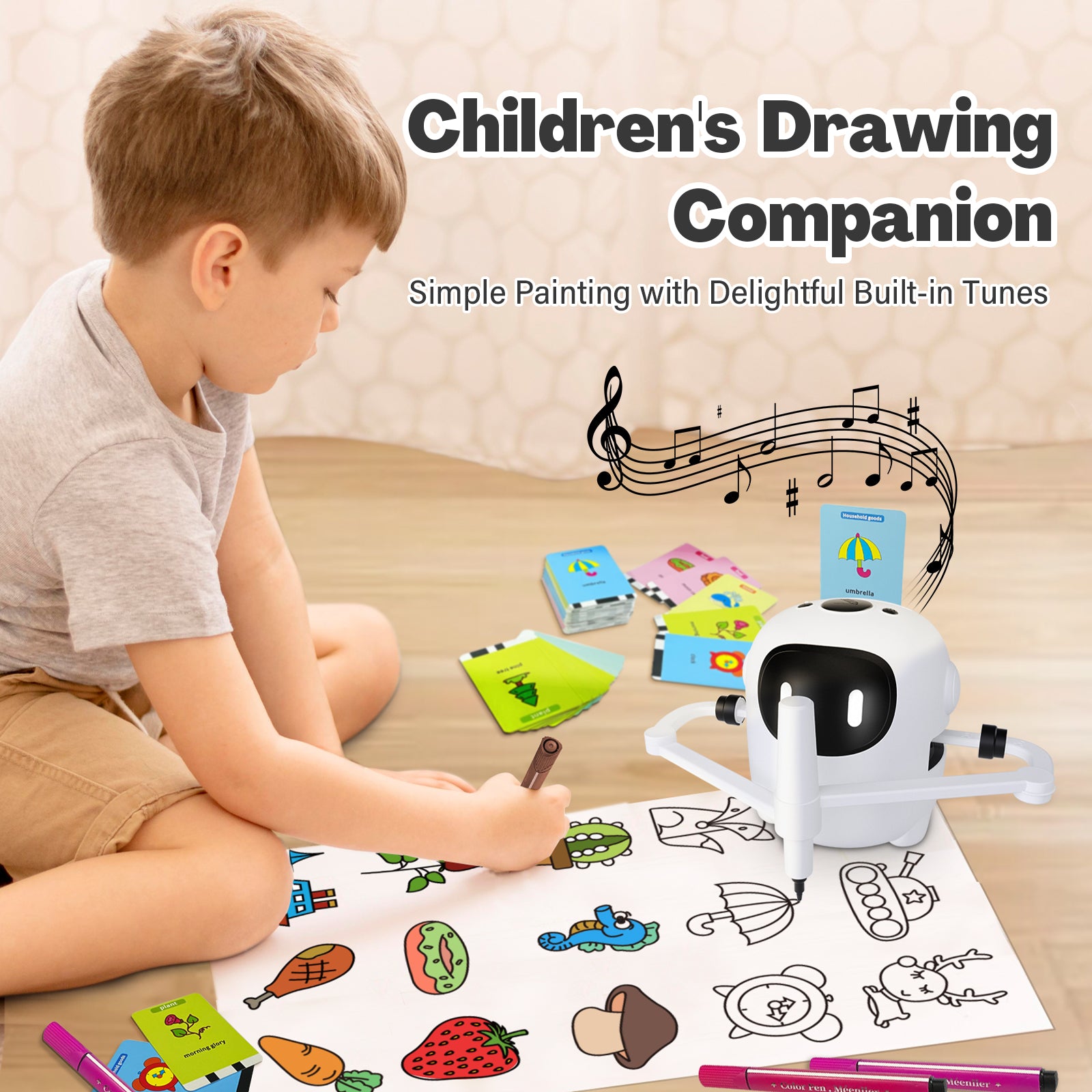 Drawing Robot for Kids with 150 Cards, Voice Interactive Educational Drawing Machine, Montessori Painting Learning Toys for 3 4 5 6 7 8 Year Old Boys Girls Birthday Party