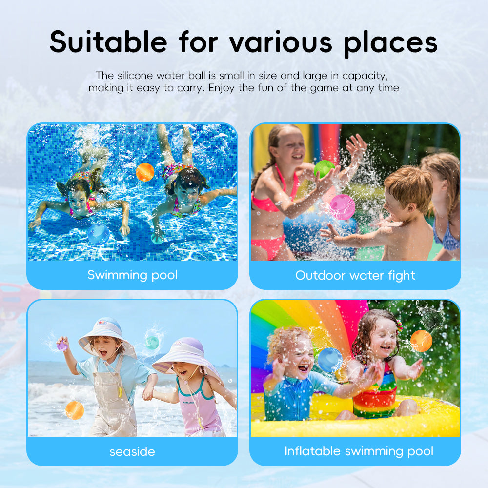 CATCHMEE Reusable & Refillable Magnet-Free Water Balloons with Mesh Bag - Available in 6/12/18/24 Pcs