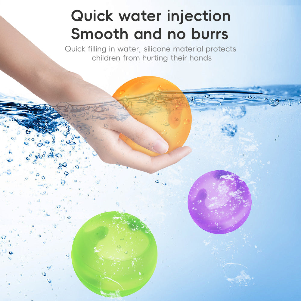 CATCHMEE Reusable & Refillable Magnet-Free Water Balloons with Mesh Bag - Available in 6/12/18/24 Pcs