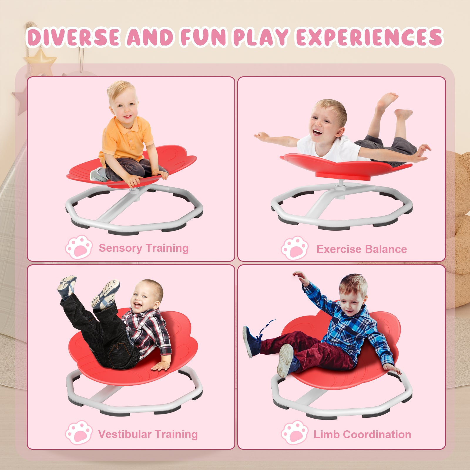 Sensory Swivel Chairs for Kids, Spinning Chair for Autistic Kids, Sit and Spin Sensory Toys, Training Body Coordination, Autism ADHD Chairs Indoor Outdoor Play Equipment