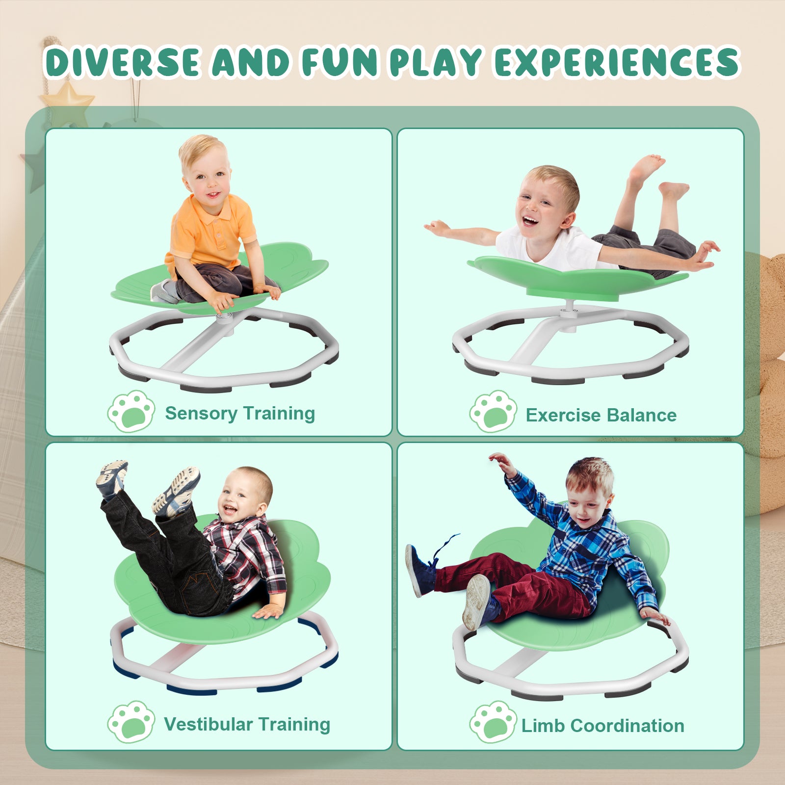 Sensory Swivel Chairs for Kids, Spinning Chair for Autistic Kids, Sit and Spin Sensory Toys, Training Body Coordination, Autism ADHD Chairs Indoor Outdoor Play Equipment