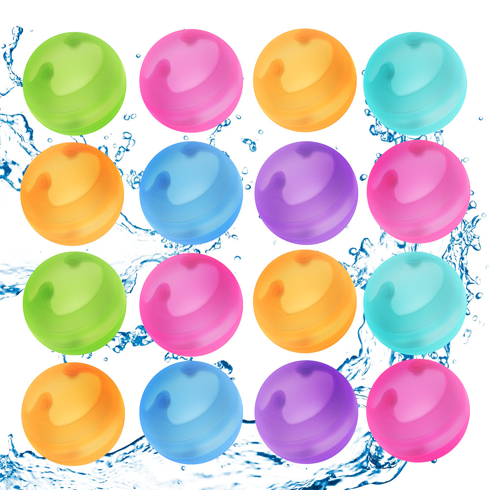 CATCHMEE Reusable & Refillable Magnet-Free Water Balloons with Mesh Bag - Available in 6/12/18/24 Pcs